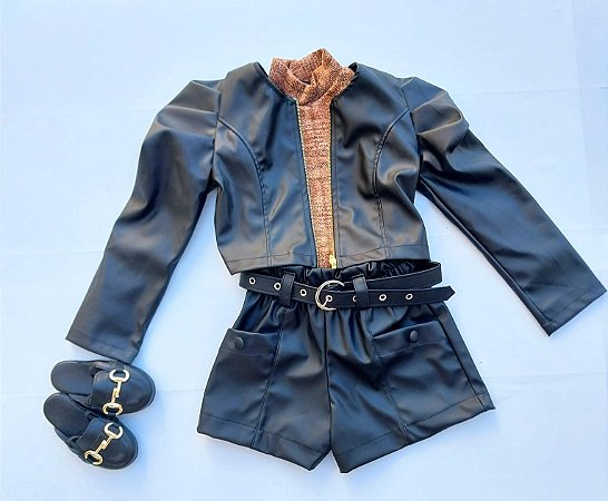 Short Couro Ecologico com Cinto( somente short)