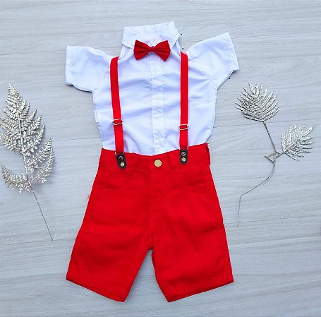 Conjunto suspensório menino natal ano novo