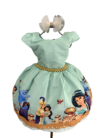Vestido princesa jarmine temático menina