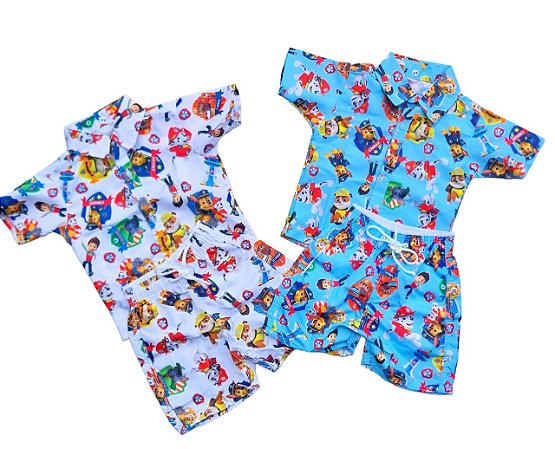 Conjunto mauricinho menino temático patrulha canina