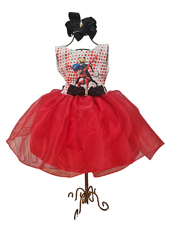 Vestido temático menina aniversário luxo lady bug NÃO ACOMPANHA LAÇO