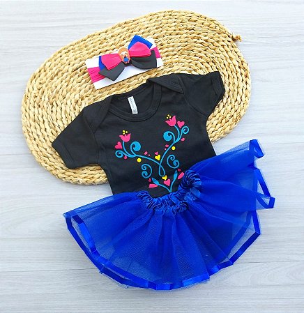 Kit body temático Ana frozen bebe menina mesversário