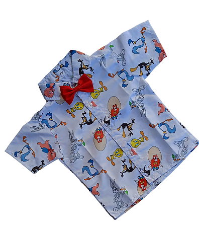 Blusa com gravata temática baby lonney tunes menino