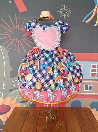 Vestido festa junina arraial mundo bita menina xadrez