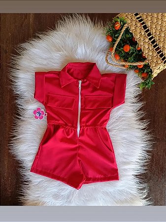 Macaquinho zip menina vermelho natal blogueirinha