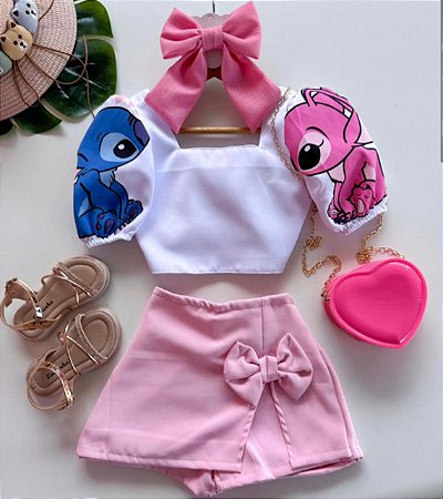 Conjunto Stitch Rosa
