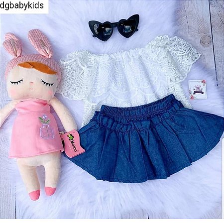 Conjunto Short saia e Blusa Rendada