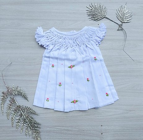 Vestido Casinha de Abelha Com Detalhes Rosa