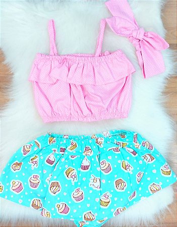 Conjunto Cupcake Com Tiara 3pcs
