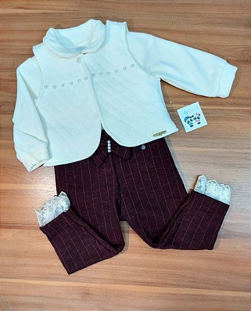 Conjunto Bebe Menina 3 Peças Luxo