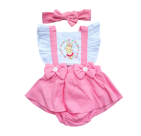 Romper Pascoa Coelhinha Com Tiara
