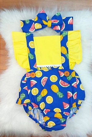 Jardineira Body Romper Bebe Menina Frutinha Frutas Mesversar Dg Baby Kids Artigos E Roupas Infantis