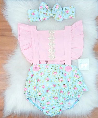 Jardineira Romper Bebe Menina Jardim Encantado Mesversario Dg Baby Kids Artigos E Roupas Infantis