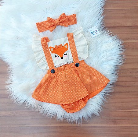 Romper  Raposinha Com Tiara