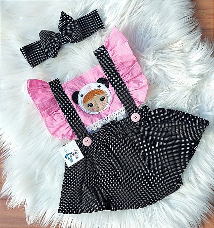 Romper Panda Com Tiara