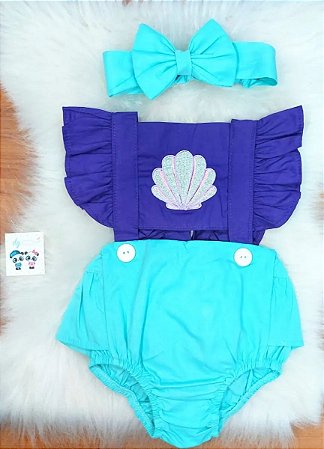 Romper Jardineira Body Bebe Menina Ariel