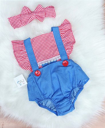 Jardineira Body Romper Bebe Menina Dg Baby Kids Artigos E Roupas Infantis