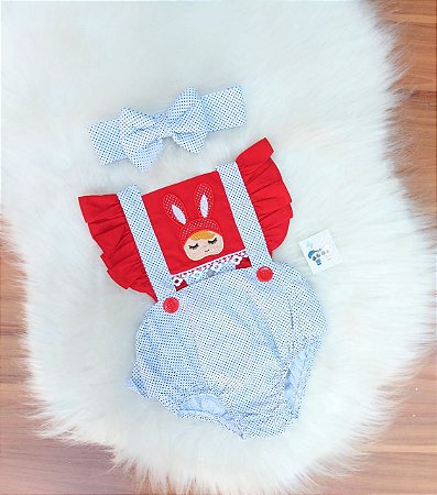Jardineira Romper Bebe Boneca Metoo Coração