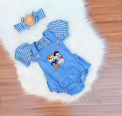 Romper Xadrez  Com Ciganinha Bordado