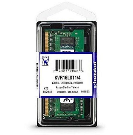 Memória Ram 4GB DDR3L 1600mhz Kingston Para Notebook - Kingston