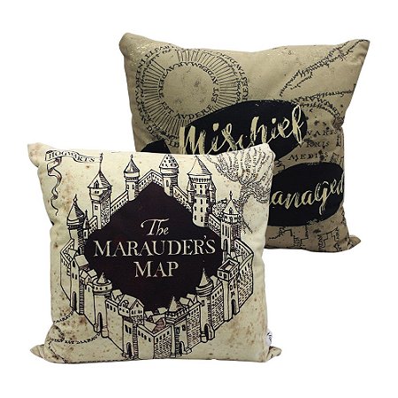 ALMOFADA FIBRA VELUDO 40 X 40 CM - MAPA DO MAROTO - HARRY POTTER