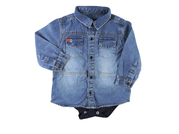 Body Camisa Jeans Bebe Menino Manga Longa Seminovo Club Z Azul Jeans Marinho Bambole Brecho E Loja Infantil