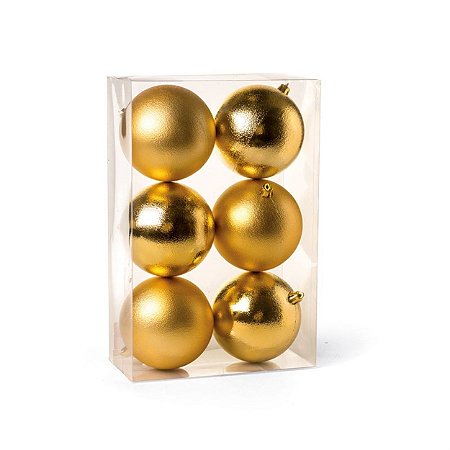 Bolas de Natal Fosca e Brilhante Ouro 8cm 6Pçs Cromus