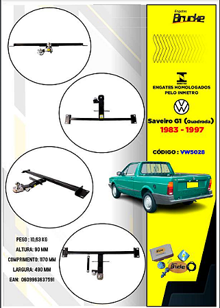 Engate Fixo VW Saveiro G1 (Quadrada) 1983 até 1997 VW5028 - Saint Peças e  Acessórios Automotivos