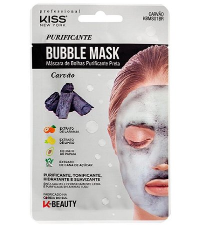 MÁSCARA FACIAL BUBBLE MASK CARVÃO - KISS NEW YORK