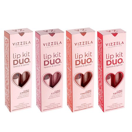LIP KIT DUO - LAPISEIRA LABIAL E BATOM - VIZZELA