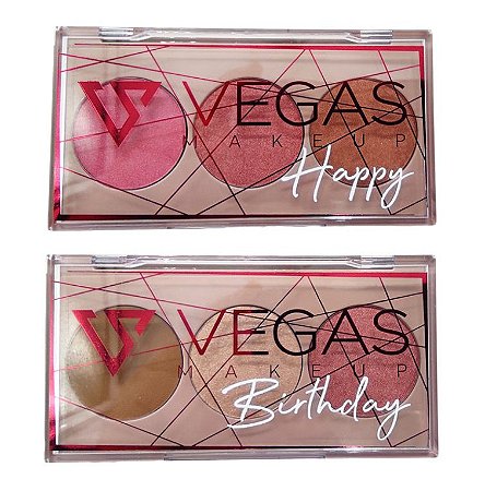 TRIO DE BLUSH/ILUMINADOR/CONTORNO VEGANO - VEGAS