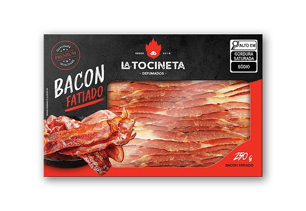 Bacon defumado artesanal fatiado com 2 bandeja de 250gr cada.