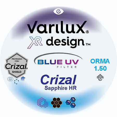 Varilux XR Design Orma Blue Uv Crizal Sapphire HR