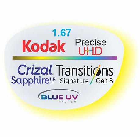 Kodak 1.67 Precise Uhd Blue Transitions Crizal Sapphire Parceiro Optica Santa Luzia Bauru