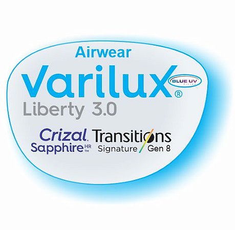 Varilux Liberty Airwear Transitions Blue Uv Crizal Sapphire HR