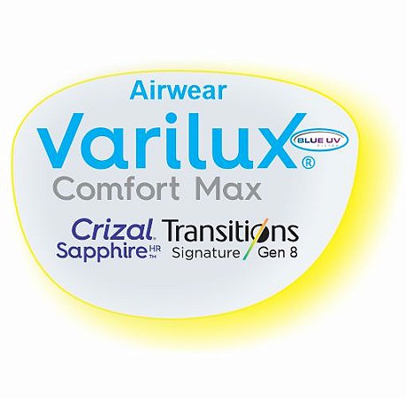 Varilux Comfort Max Airwear Blue Uv Transitions Crizal Sapphire Hr (Promo Meu 1° Varilux)