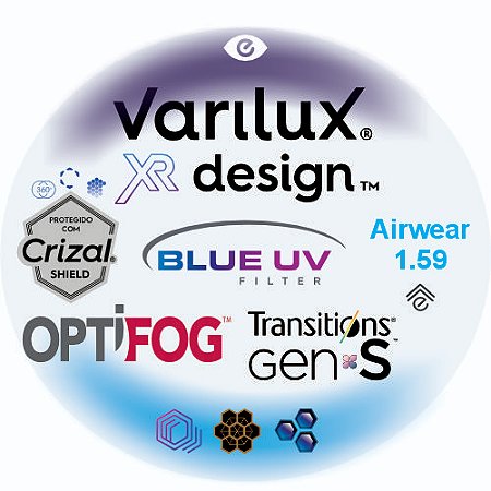 Varilux XR Design Airwear Blue Uv Optifog Transitions