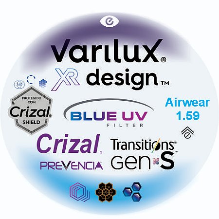 Varilux XR Design Airwear Blue Uv Crizal Prevencia Transitions