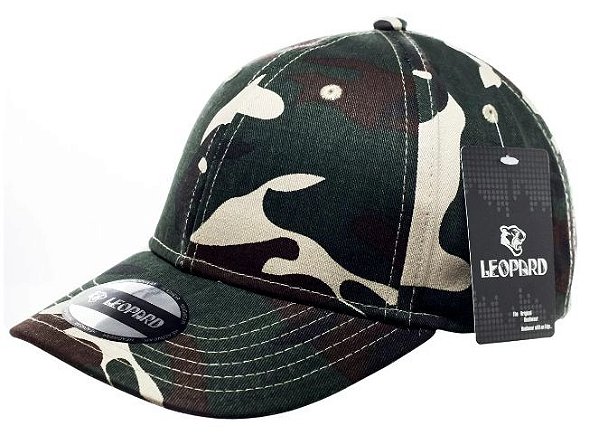 Boné Aba Curva 6 Gomos Aberto Verde Camuflado LEOPARD - PraMil Artigos  Militares