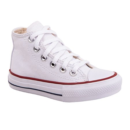 all star cano alto branco infantil