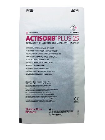 Actisorb Plus 25 10.5cm x 19cm , Antimicrobiano com Carvão Ativo e Prata, Systagenix - Unidade
