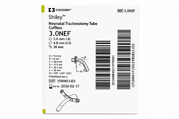 Cânula de Traqueostomia Shiley 3.0NEF Neonatal Sem Cuff Covidien