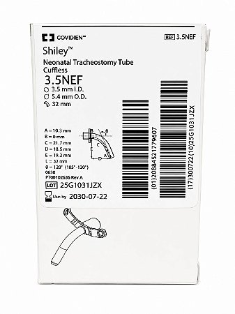 Cânula de Traqueostomia Shiley 3.5NEF Neonatal Sem Cuff Covidien