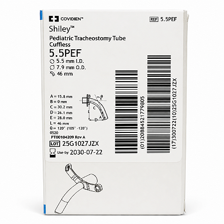Cânula de Traqueostomia Shiley 5.5PEF Pediátrica Sem Cuff Covidien