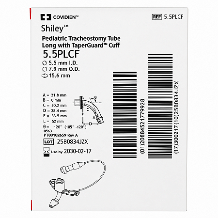 Cânula de Traqueostomia Shiley 5.5PLCF Pediátrica Longa com Cuff Covidien