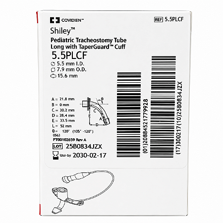 Cânula de Traqueostomia Shiley 6.0PLCF Pediátrica Longa com Cuff Covidien