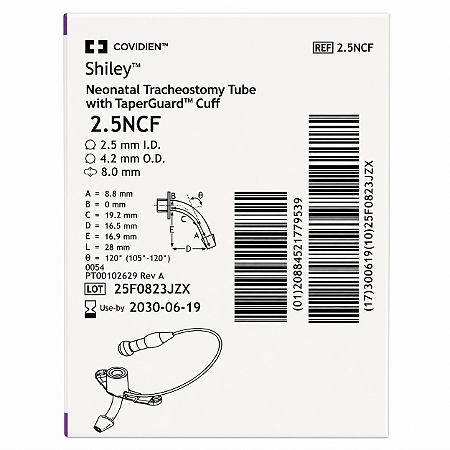 Cânula de Traqueostomia Shiley 2.5NCF Neonatal com Cuff TaperGuard Covidien