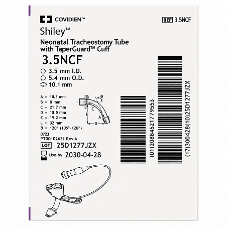 Cânula de Traqueostomia Shiley 3.5NCF Neonatal com Cuff TaperGuard Covidien
