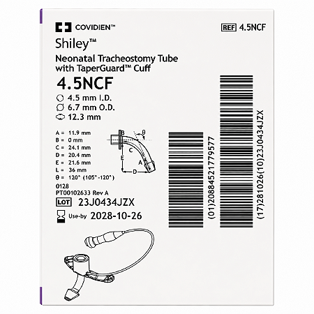 Cânula de Traqueostomia Shiley 4.5NCF Neonatal com Cuff TaperGuard Covidien
