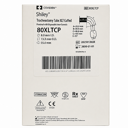 Cânula de Traqueostomia Shiley XLT Proximal 80XLTCP com Cuff e Cânula Interna Descartável Covidien